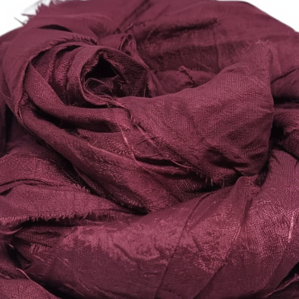 Closeup – Burgundy Wine Sari Silk Yarn