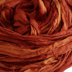 Closeup – Burnt Sienna Rust Sari Silk Yarn