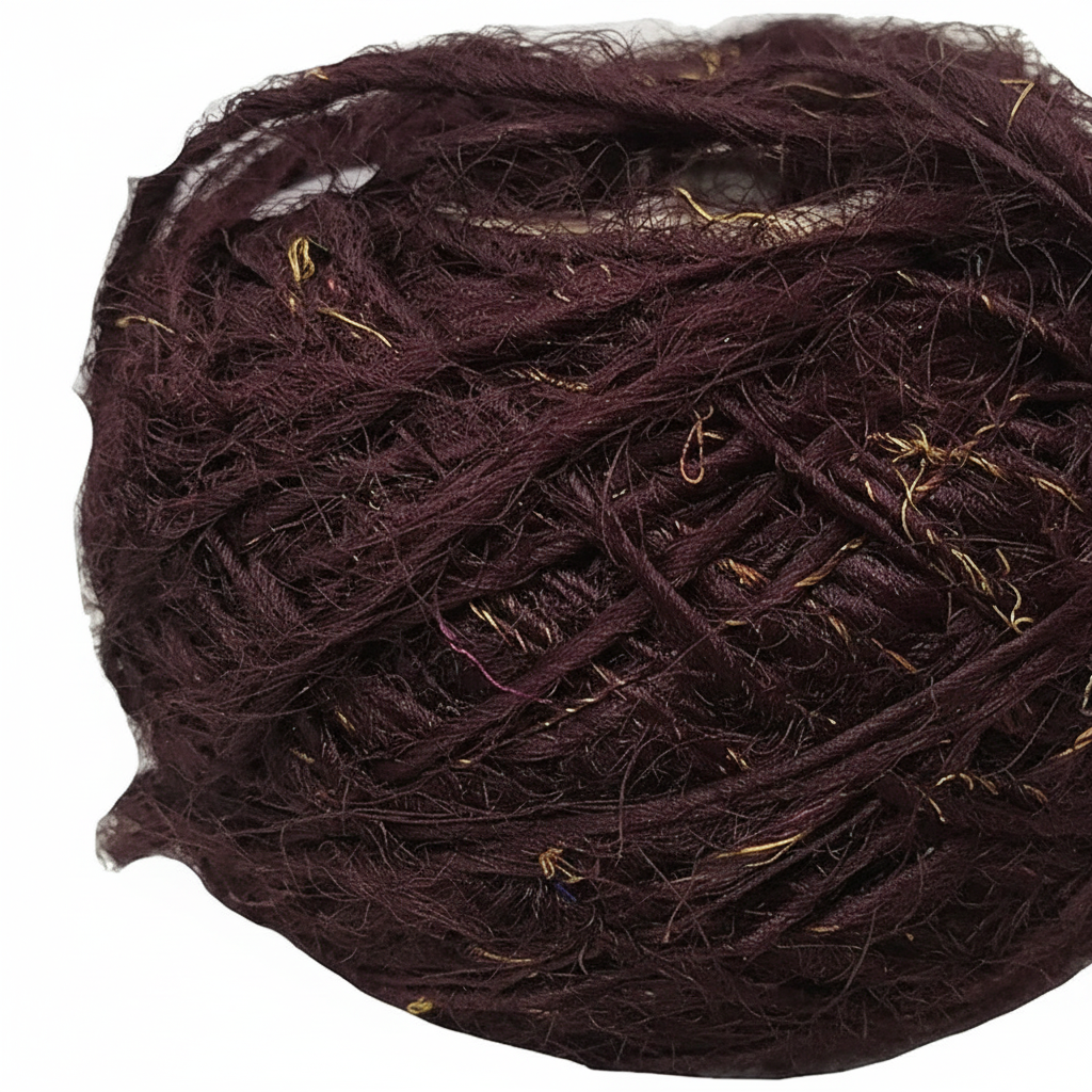 Closeup - Dark Chocolate Brown Sari Silk Yarn
