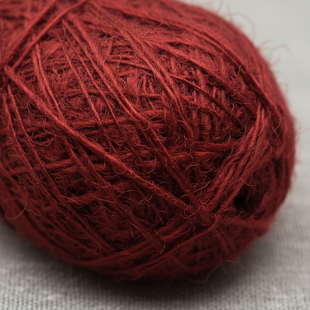 Closeup - Deep Crimson Red Sari Silk Yarn