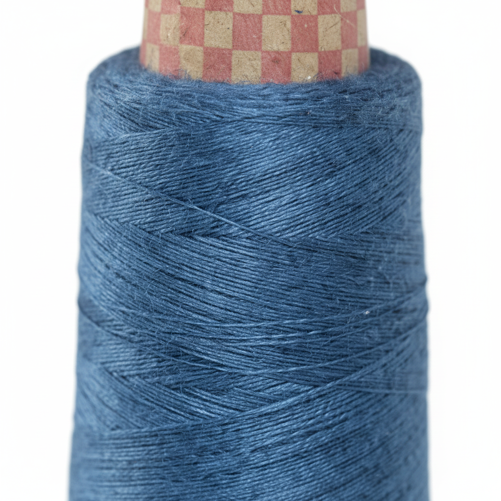 Closeup – Denim Blue Silk Thread Texture