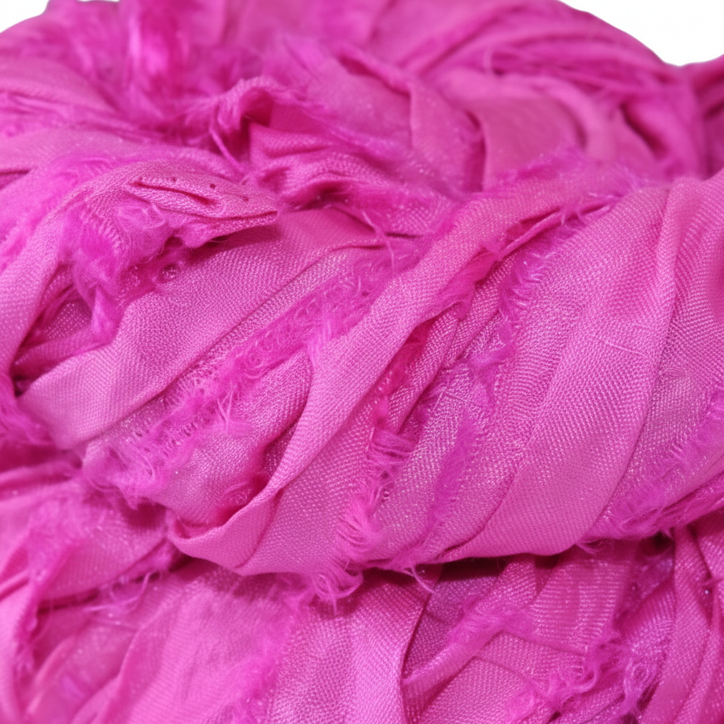Closeup – Fuchsia Sari Silk Yarn