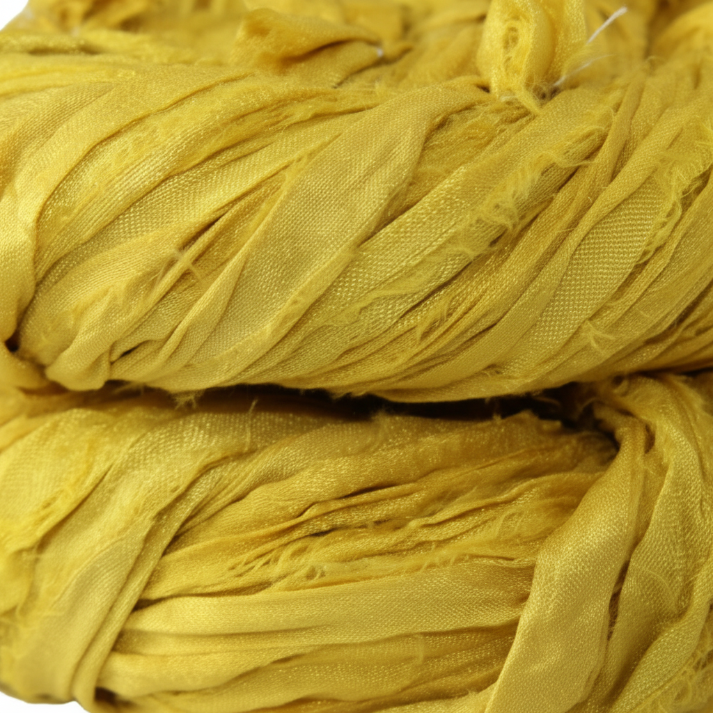 Closeup – Golden Yellow Sari Silk Yarn