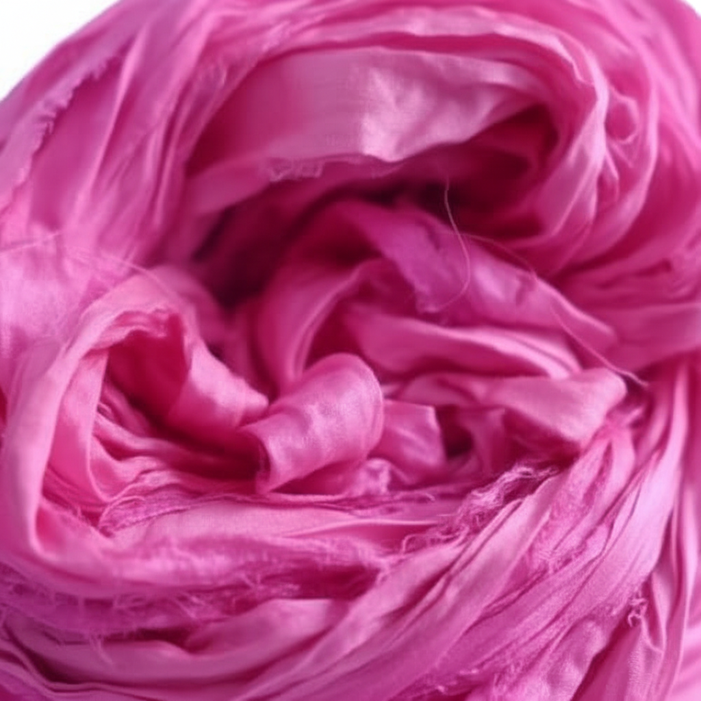 Closeup – Hot Pink Sari Silk Yarn