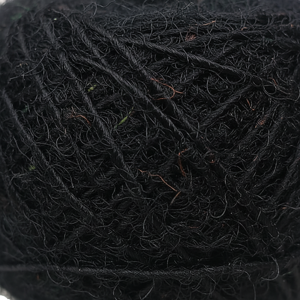 Closeup - Jet Black Sari Silk Yarn