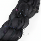 Closeup – Jet Black Sari Silk Yarn