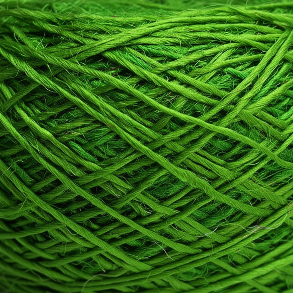 Closeup - Lime Green Sari Silk Yarn