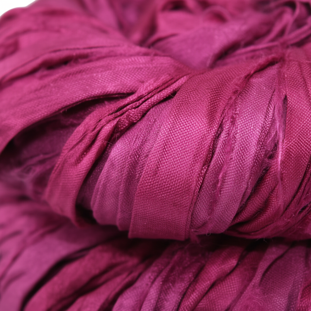 Closeup – Magenta Fuchsia Sari Silk Yarn