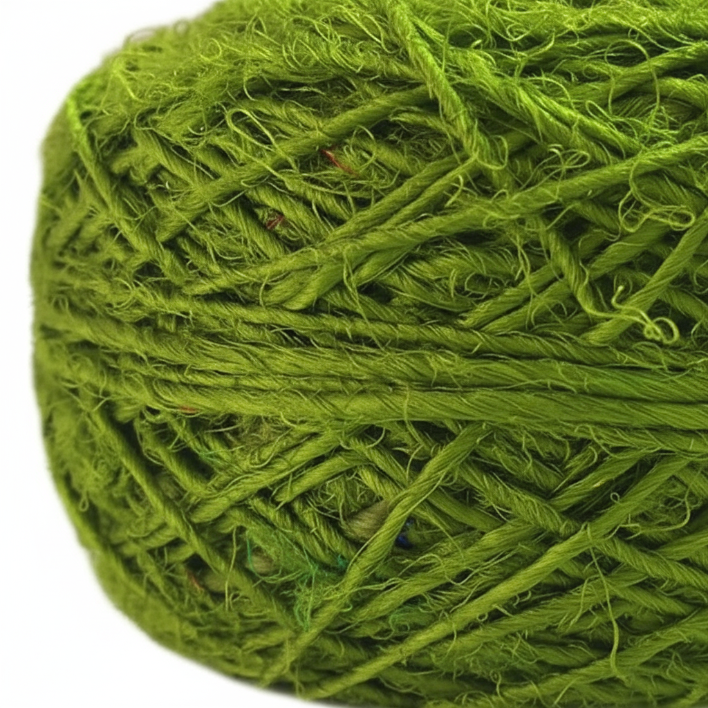 Closeup - Olive Moss Green Sari Silk Yarn