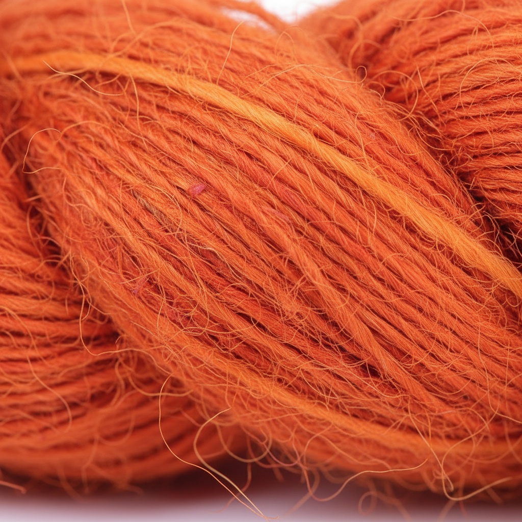 Closeup – Orange Sari Silk Yarn Texture