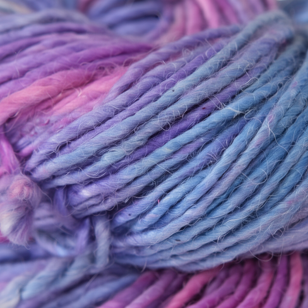 Closeup – Violet Pink Blue Yarn