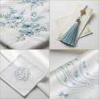 Collage – Baby Blue Silk Thread End Products