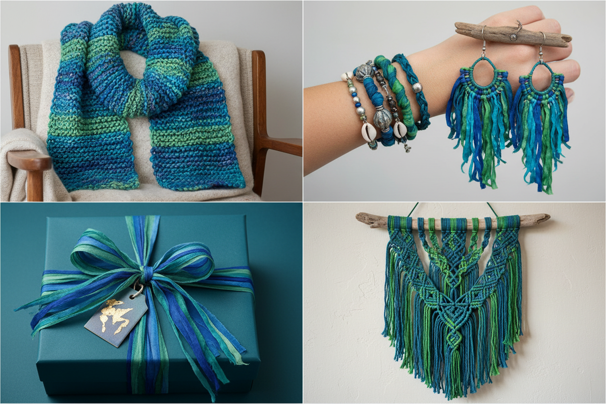 Collage – Blue Galaxy Sari Silk Yarn