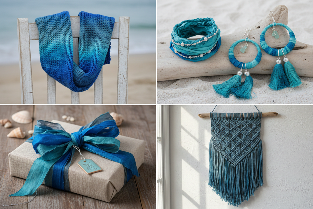 Collage – Blue Grey Sari Silk Yarn