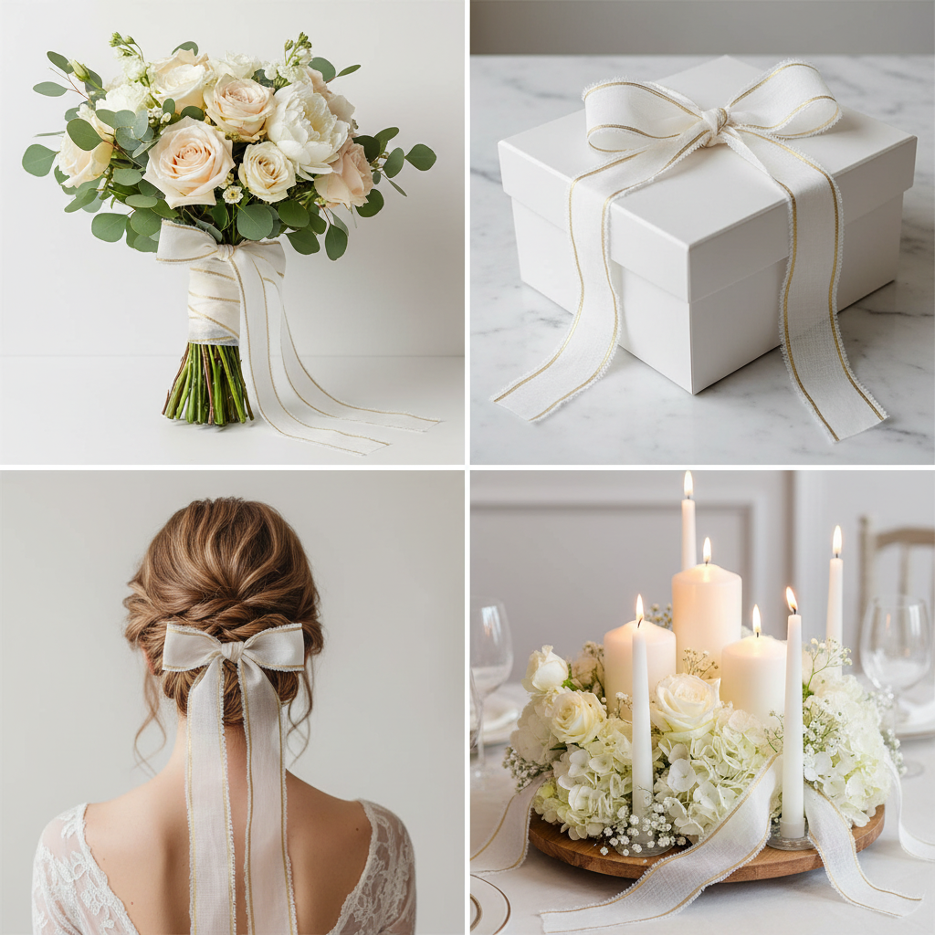Collage – Bridal Bouquet, Gift Wrap, Hair Bow, Wedding Decor