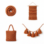 Collage – Burnt Orange Sari Silk Ribbon End Products