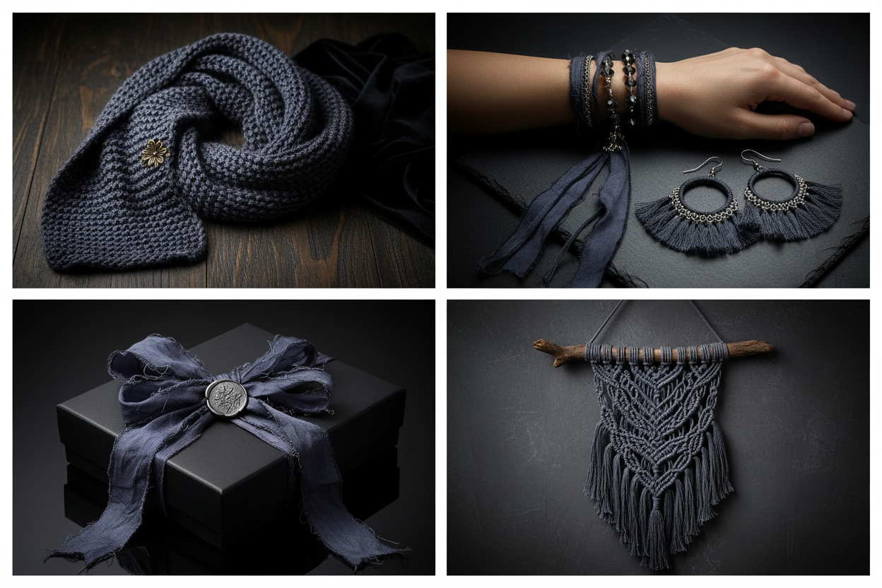 Collage – Charcoal Grey Sari Silk Yarn