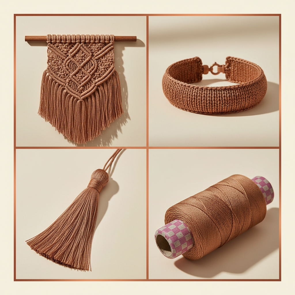 Collage – Copper Bronze Silk Yarn End Products