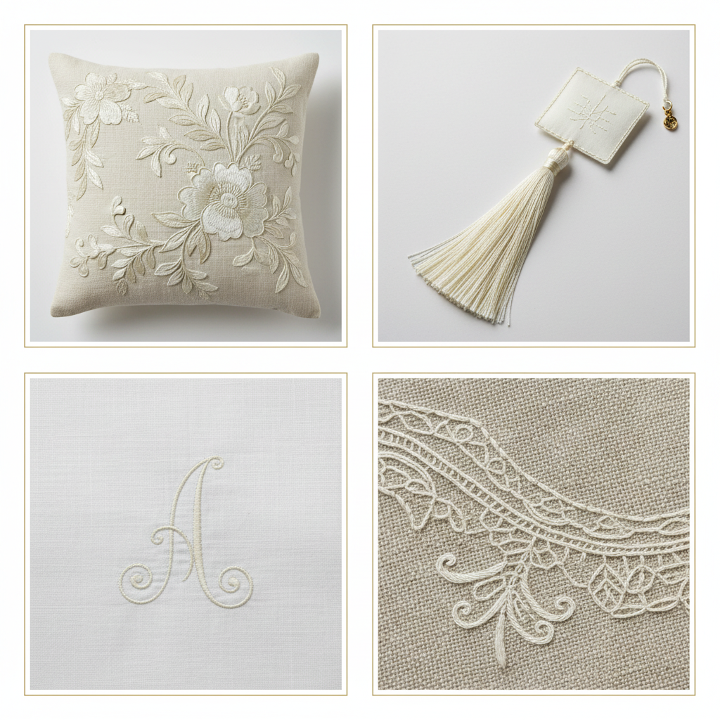 Collage – Cream Silk Thread End Products