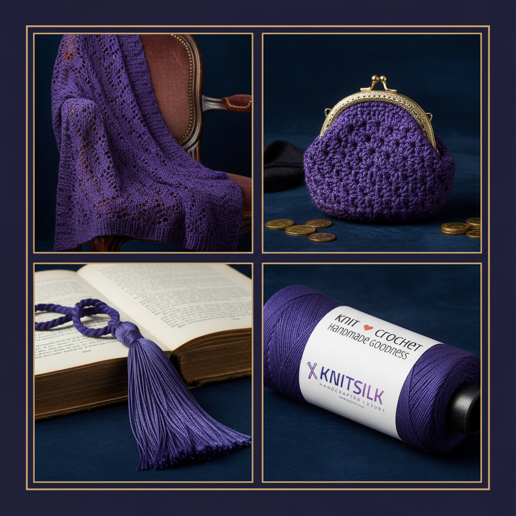 Collage – Deep Violet Indigo Silk Yarn End Products