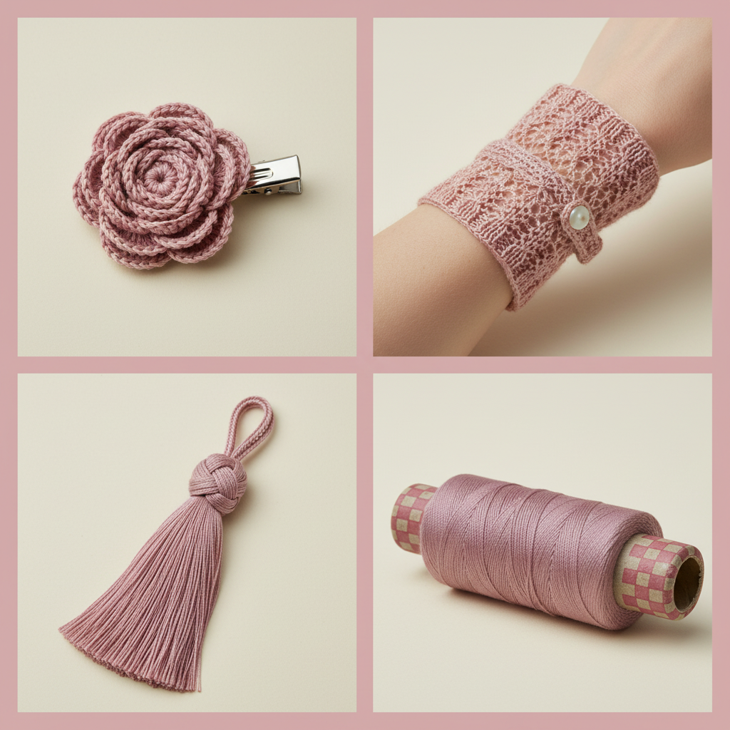 Collage – Dusty Rose Pink Silk Yarn End Products