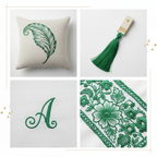Collage – Emerald Green Silk Thread End Products