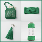 Collage – Emerald Green Silk Yarn End Products