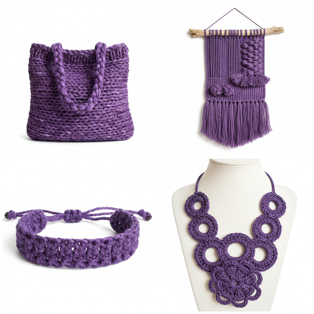 Collage – End Products in Amethyst Purple Sari Silk