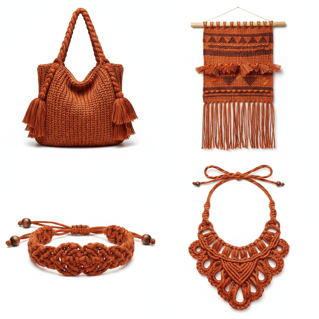 Collage – End Products in Burnt Sienna Rust Sari Silk