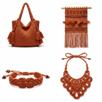 Collage – End Products in Burnt Sienna Rust Sari Silk