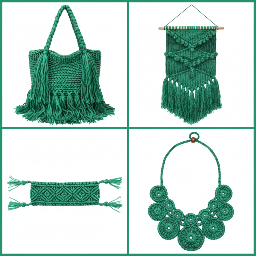 Collage – End Products in Emerald Green Sari Silk