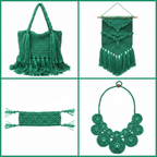 Collage – End Products in Emerald Green Sari Silk
