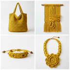Collage – End Products in Golden Yellow Sari Silk