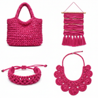 Collage – End Products in Hot Pink Sari Silk