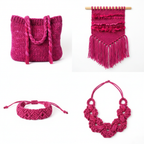 Collage – End Products in Magenta Fuchsia Sari Silk