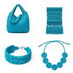 Collage – End Products in Turquoise Sari Silk
