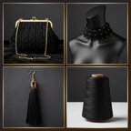 Collage – Jet Black Silk Yarn End Products