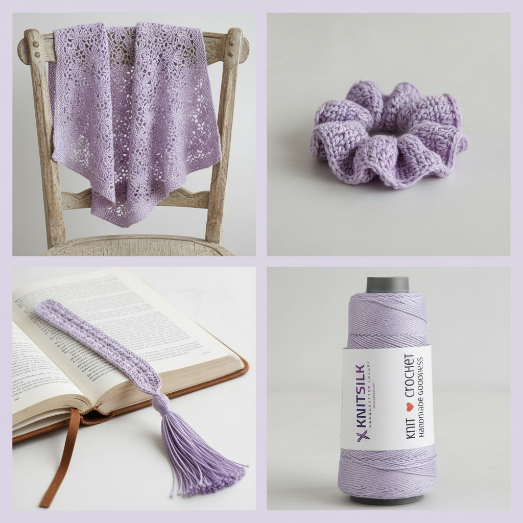 Collage – Lavender Silk Yarn End Products