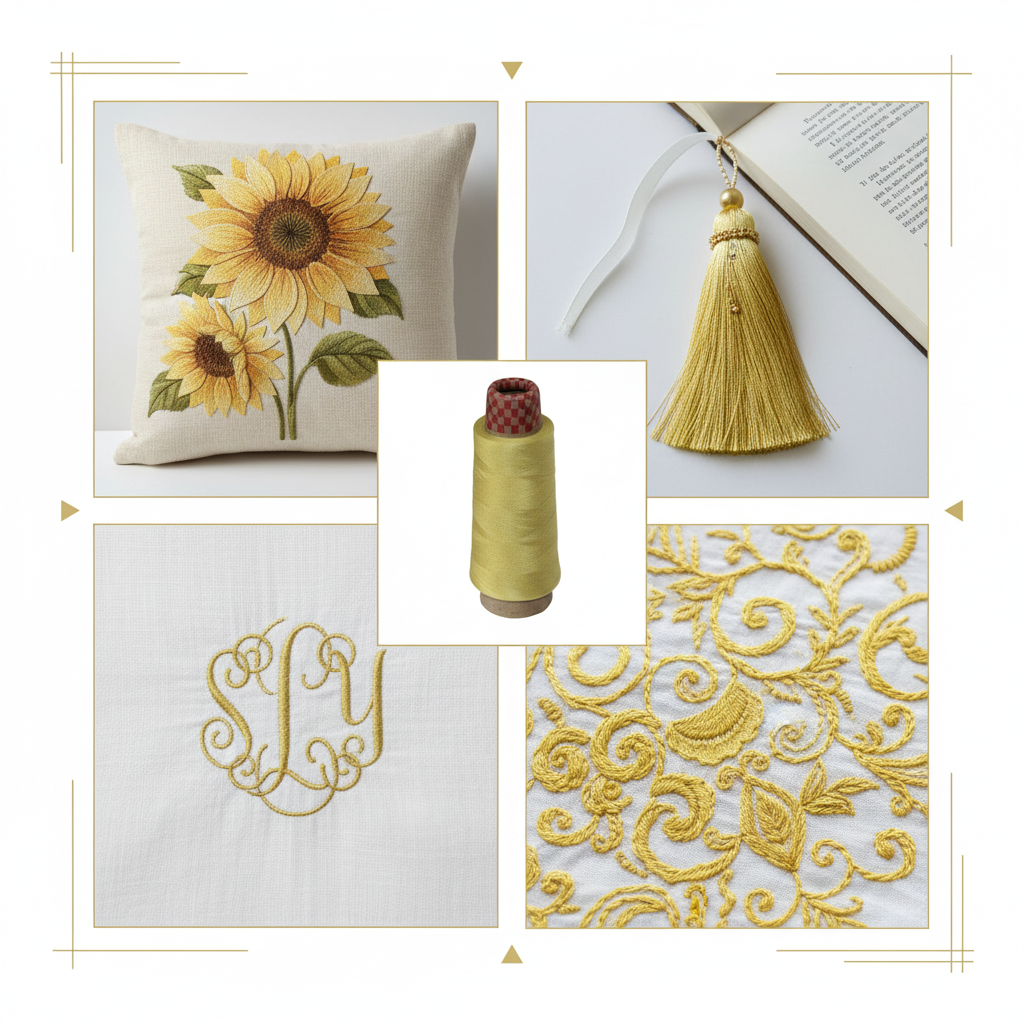 Collage – Lemon Yellow Silk Thread End Products