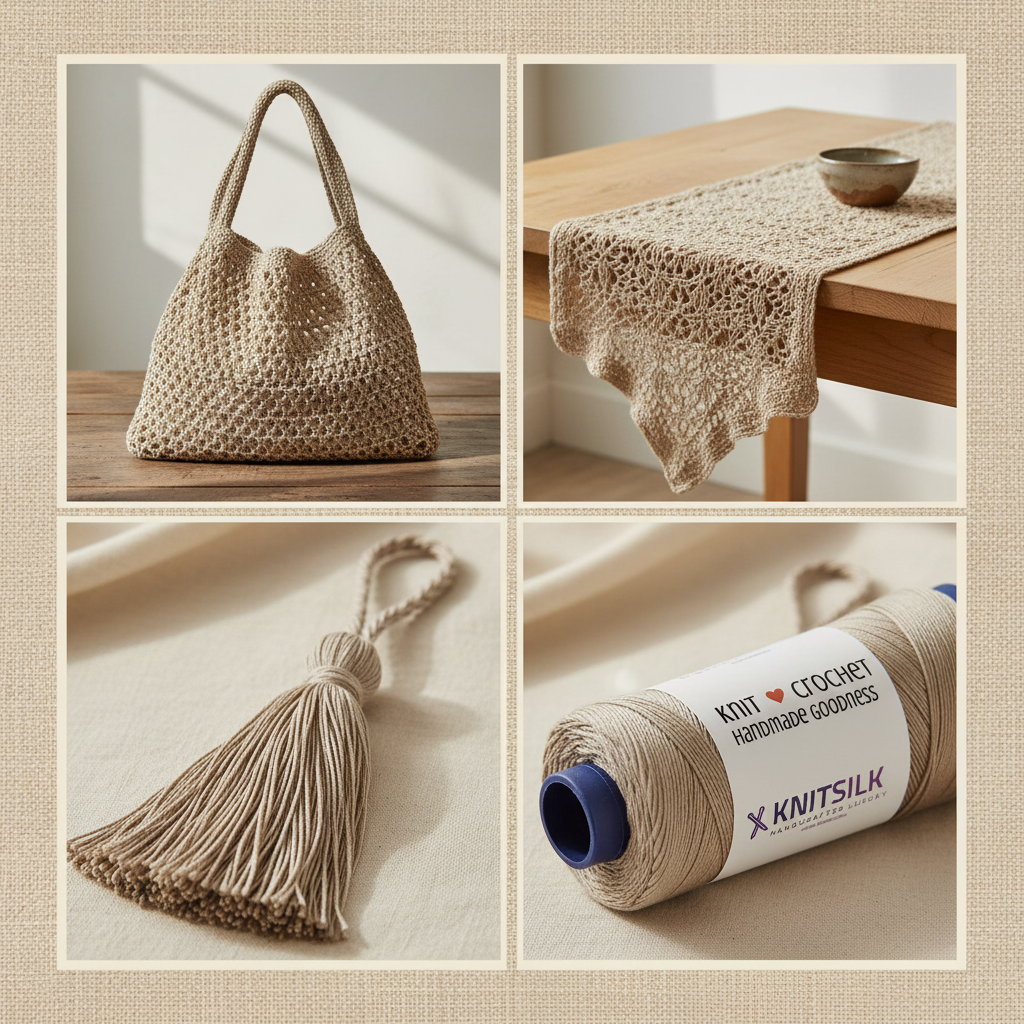 Collage – Natural Linen Beige Silk Yarn End Products