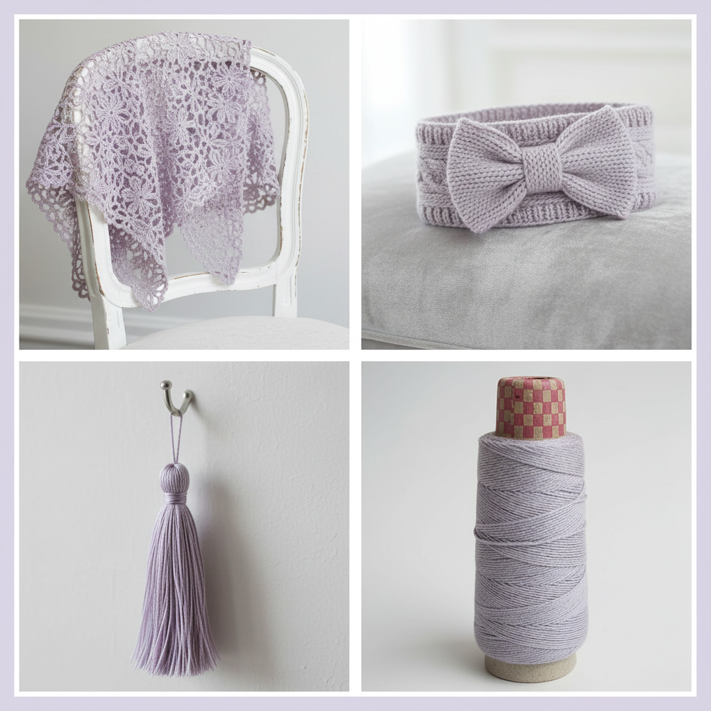 Collage – Pale Lilac Grey Silk Yarn End Products