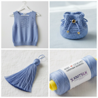 Collage – Periwinkle Blue Silk Yarn End Products