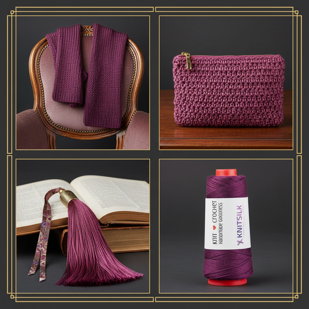 Collage – Rich Plum Magenta Silk Yarn End Products