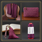 Collage – Rich Plum Magenta Silk Yarn End Products