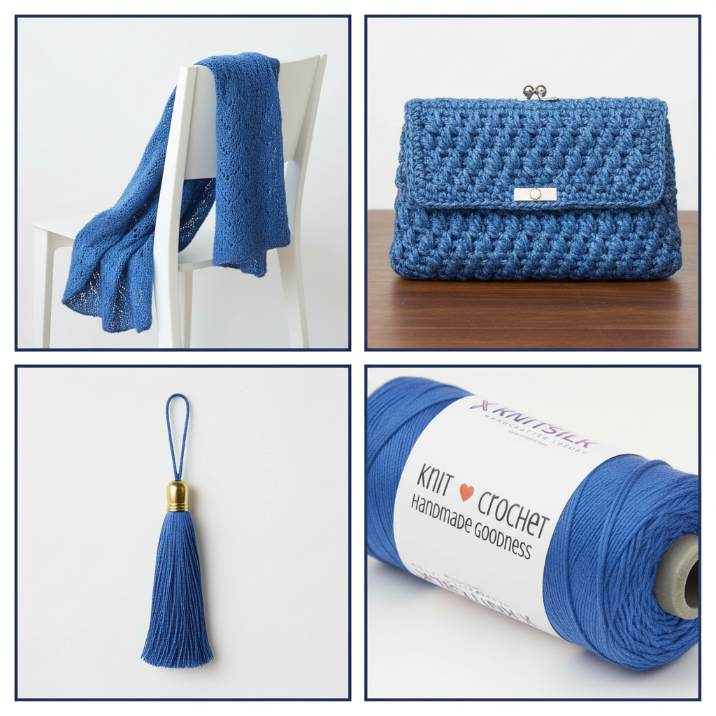 Collage – Royal Blue Silk Yarn End Products