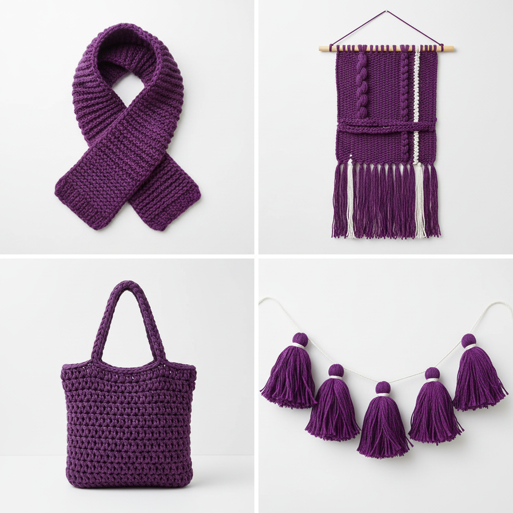 Collage – Royal Purple Sari Silk Ribbon End Products