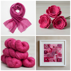 Collage – Textile art made from hand-dyed fuchsia silk cocoons