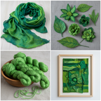 Collage – Textile art made from hand-dyed kelly green silk cocoons