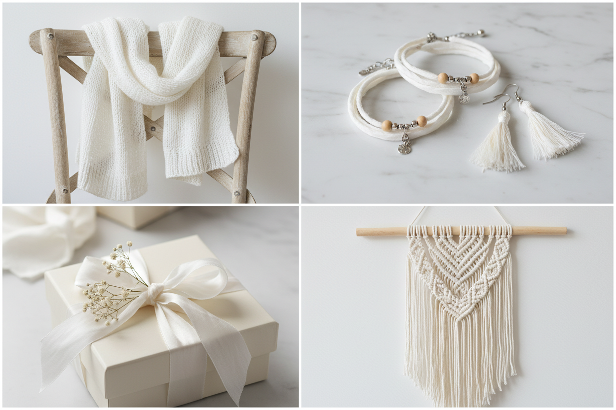 Collage – White Sari Silk Yarn