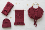 End Product Collage - Deep Crimson Red Sari Silk Yarn